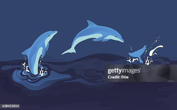 vector illustration of dolphins - jumping stock illustrations