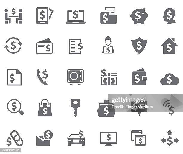 finance icon set - emblem credit card payment stock illustrations