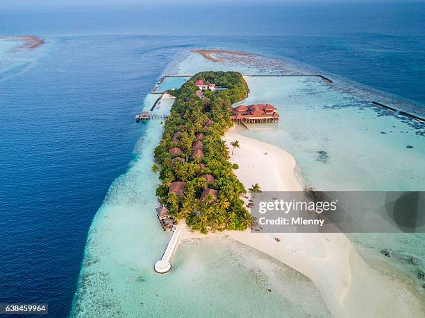 aerial view maldives south ari atoll island - ari stock pictures, royalty-free photos & images