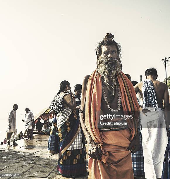 sadhu in varanasi india - sadhu stock pictures, royalty-free photos & images