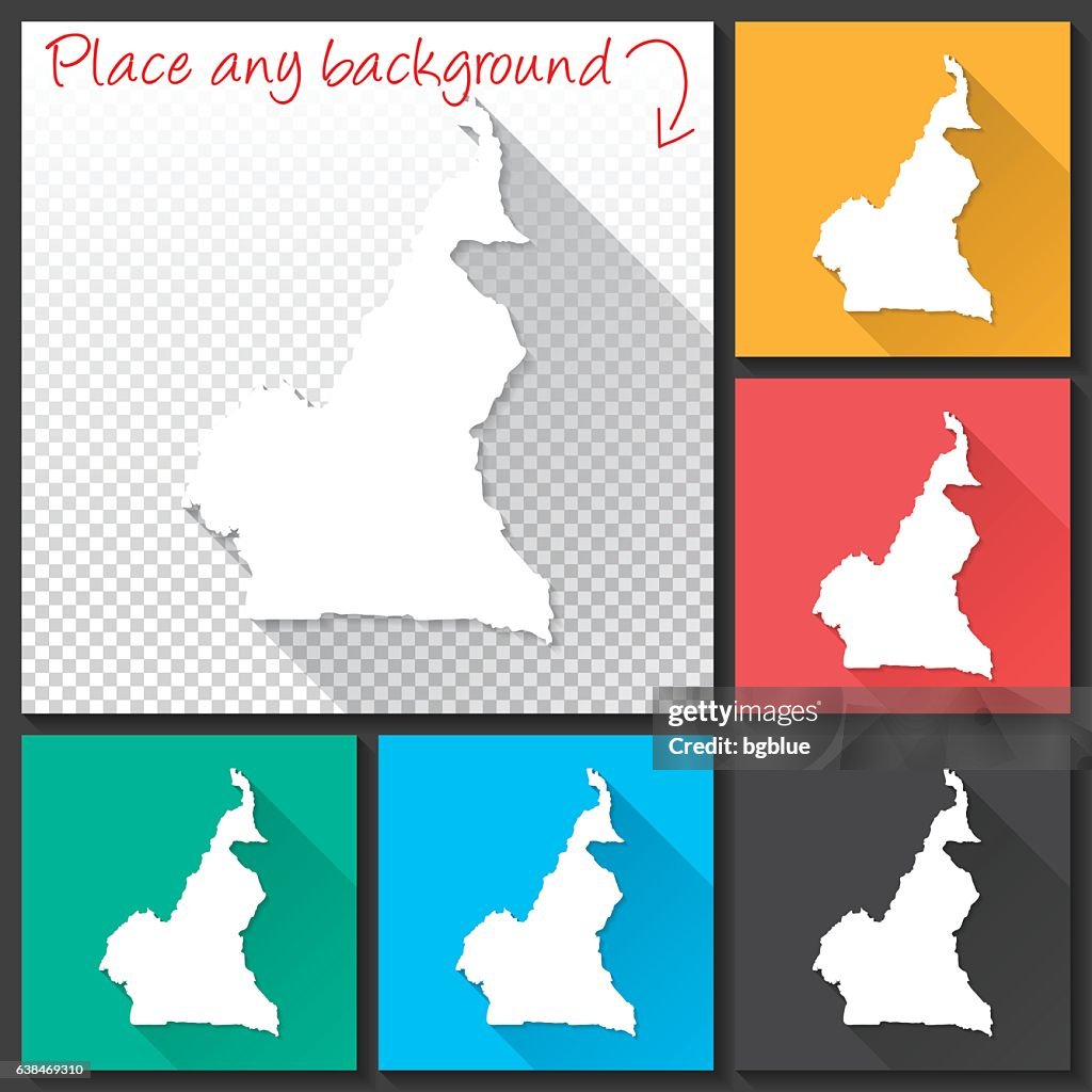 Cameroon Map Vector Design Cameroon Map For Design Long Shadow Flat Design High-Res Vector Graphic ...