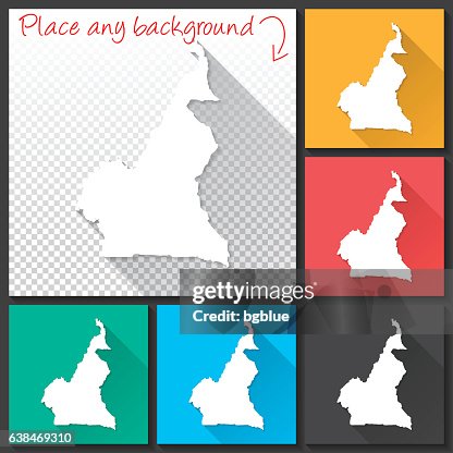 Cameroon Map for design, Long Shadow, Flat Design Cameroon Map for design, Long Shadow, Flat Design