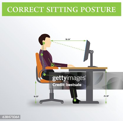 Ergonomics Correct Sitting Posture High-Res Vector Graphic - Getty Images