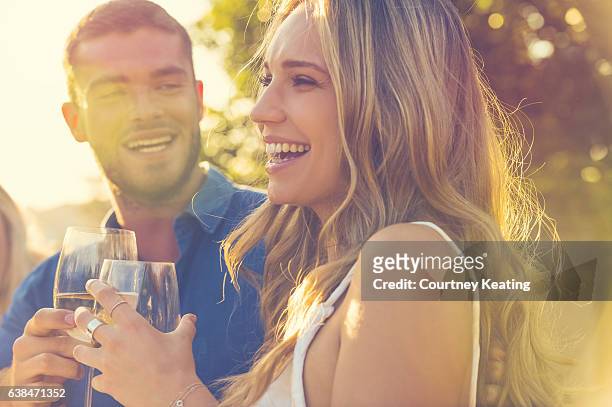 couple on a date at as restaurant. - friends sunset imagens e fotografias de stock