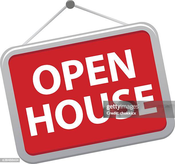 stockillustraties, clipart, cartoons en iconen met open house - open sign