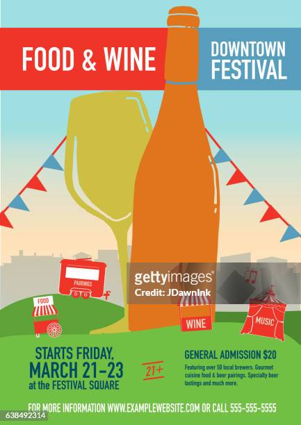 stockillustraties, clipart, cartoons en iconen met food and wine festival poster design template - festival poster