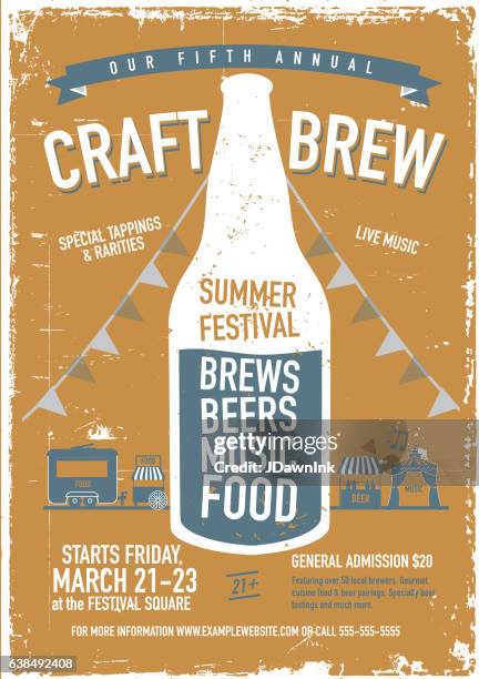 craft beer festival poster design template - beer advertisement stock illustrations