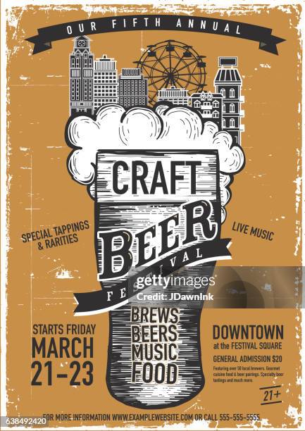 craft beer festival poster design template - craft beer festival stock illustrations