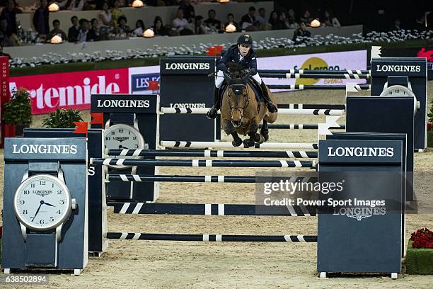 Maikel van der Vleuten of Netherlands riding VDL Groep Arera C in action at the Longines Grand Prix during the Longines Hong Kong Masters 2015 at the...