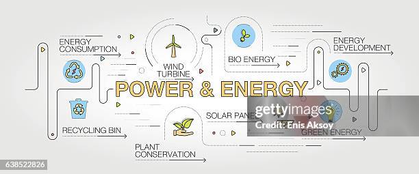 stockillustraties, clipart, cartoons en iconen met power and energy banner and icons - nuclear power station