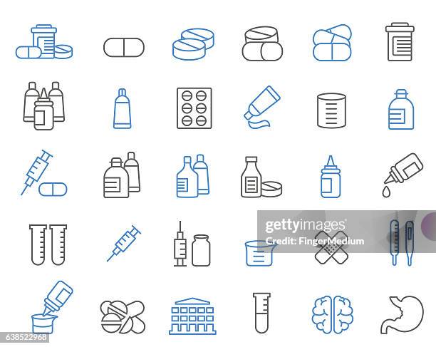 medicine icon set - syrup splash stock illustrations