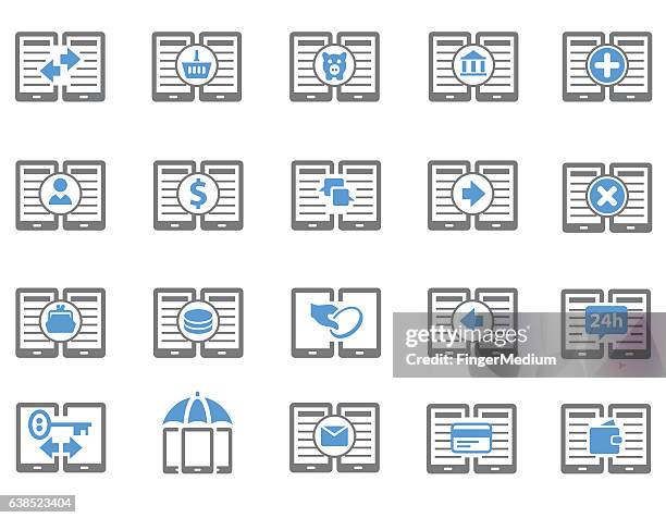mobile wallet icon set - chips bag stock illustrations
