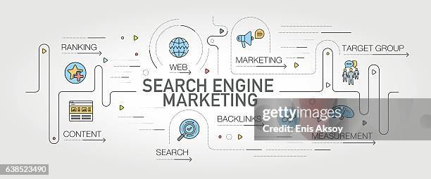 search engine marketing banner and icons - search engine stock illustrations