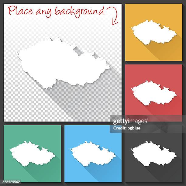 czech republic map for design, long shadow, flat design - prague stock illustrations