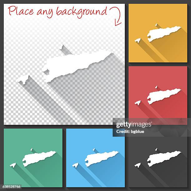 east timor map for design, long shadow, flat design - model blue background stock illustrations