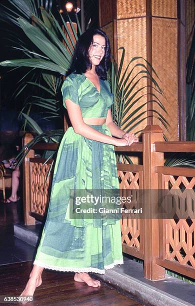 Photoshoot of Ines Sainz, Miss Spain 1997, 11th June 1997, Mahe Island, in the Islands of Seychelles.