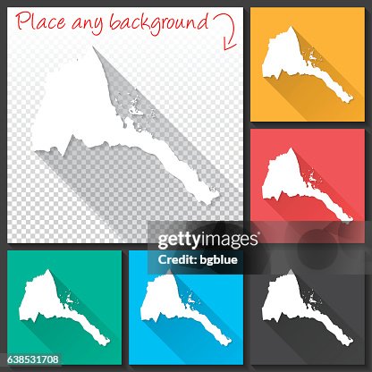 Eritrea Map for design, Long Shadow, Flat Design Eritrea Map for design, Long Shadow, Flat Design