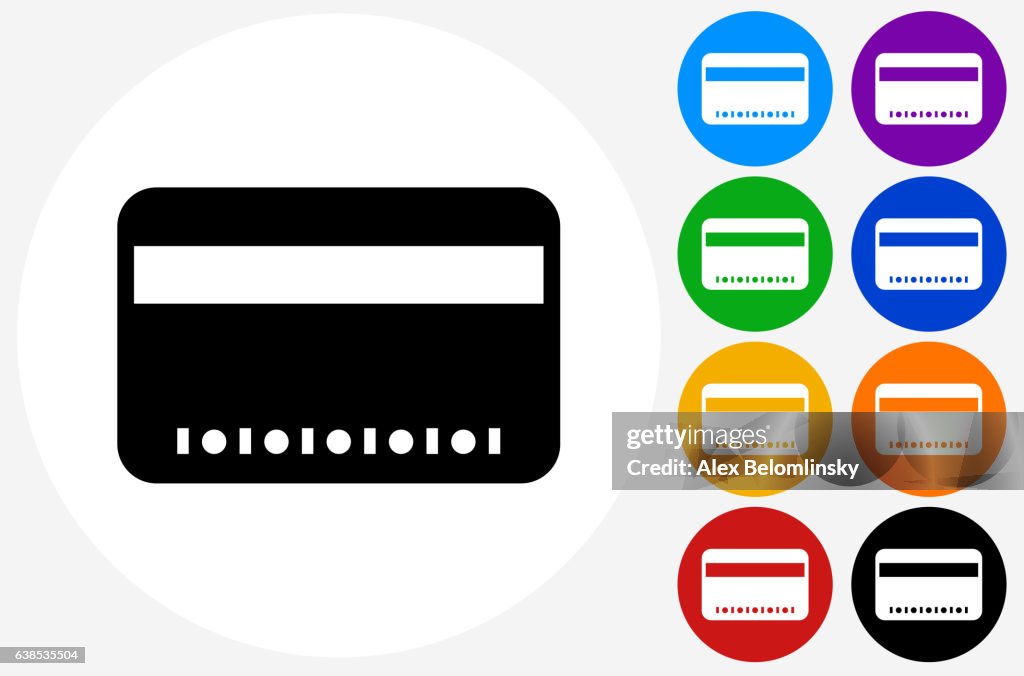 Credit Card Icon on Flat Color Circle Buttons