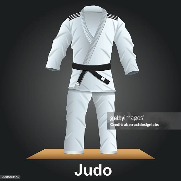stockillustraties, clipart, cartoons en iconen met judo sports - illustration - kimono