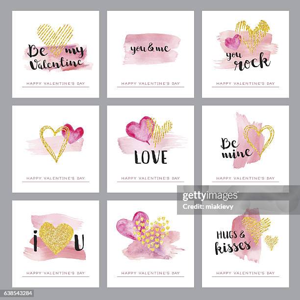 valentines day golden hearts - attached stock illustrations