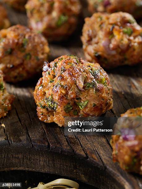 100% lamb -greek meatballs - meatballs stock pictures, royalty-free photos & images