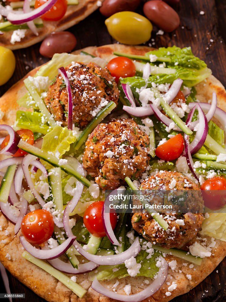 100% Lamb -Greek Meatball Souvlaki Wrap