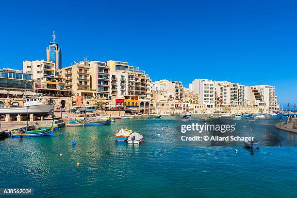 st. julian malta - st julians bay stock pictures, royalty-free photos & images