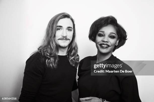 Kyle Gallner and Christina Jackson from WGN America's 'Outsiders' pose in the Getty Images Portrait Studio at the 2017 Winter Television Critics...