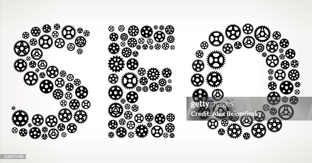 Seo Black Gears Vector Graphic Illustration