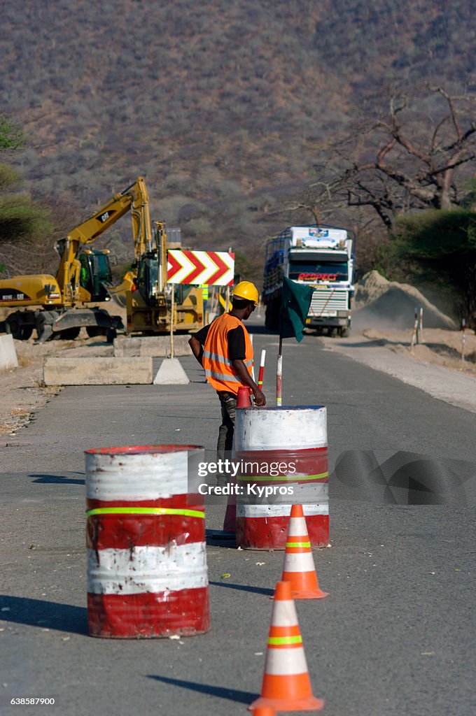 Africa, Tanzania, View Of Roadworks (Year 2009)