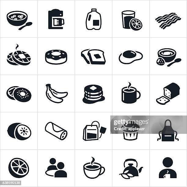 frühstück lebensmittel icons - essen mund benutzen stock-grafiken, -clipart, -cartoons und -symbole