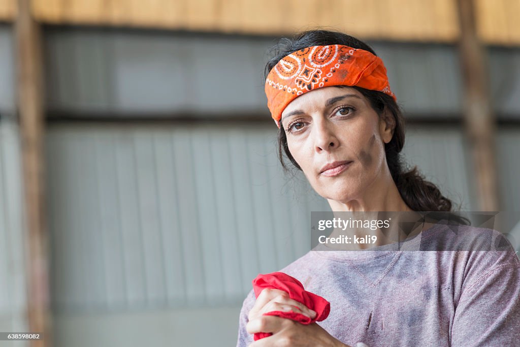 Female, Hispanic blue collar worker