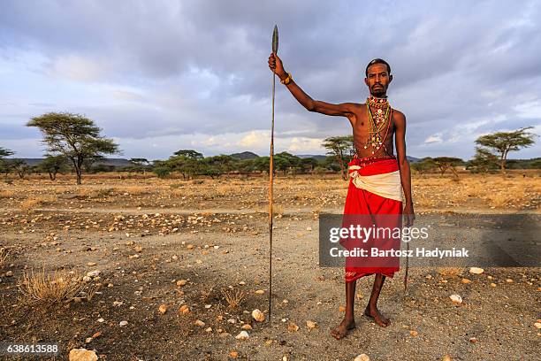 african warrior from samburu tribe, central kenya, east africa - masai stock pictures, royalty-free photos & images