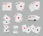 Four aces playing cards set