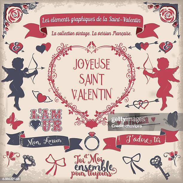 valentine's day set the graphic elements of valentine's day - key ring stock illustrations
