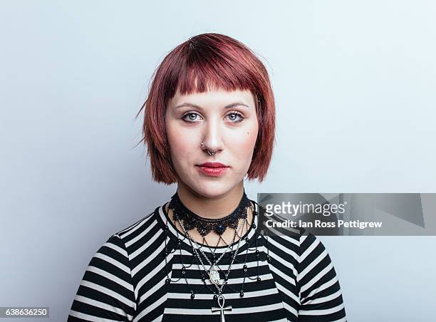 portrait of woman - piercing stock-fotos und bilder