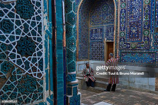 uzbekistan, samarkand, shah-i-zinda - uzbekistan stock pictures, royalty-free photos & images