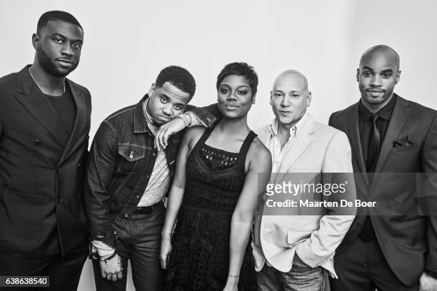 Sinqua Walls, Mack Wilds, Afton Williamson, Evan Handler and Antoine Harris from VH1's 'The Breaks' pose in the Getty Images Portrait Studio at the...