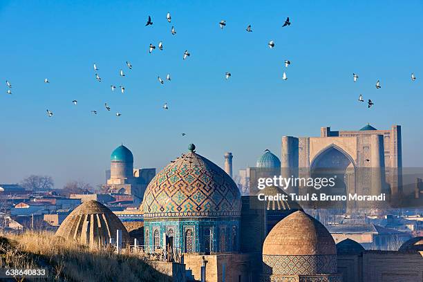 uzbekistan, samarkand, shah-i-zinda - wonder stockfoto's en -beelden