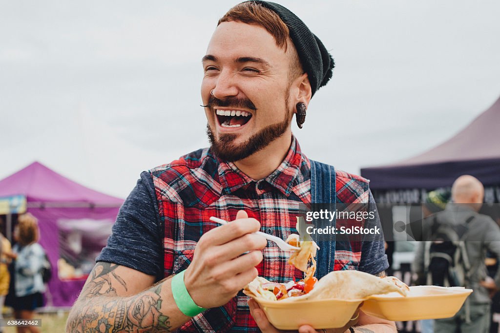 Enjoying A Festival Kebab