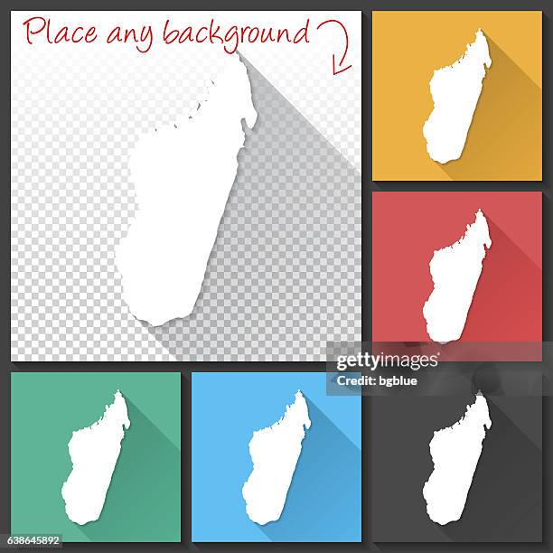 stockillustraties, clipart, cartoons en iconen met madagascar map for design, long shadow, flat design - antananarivo