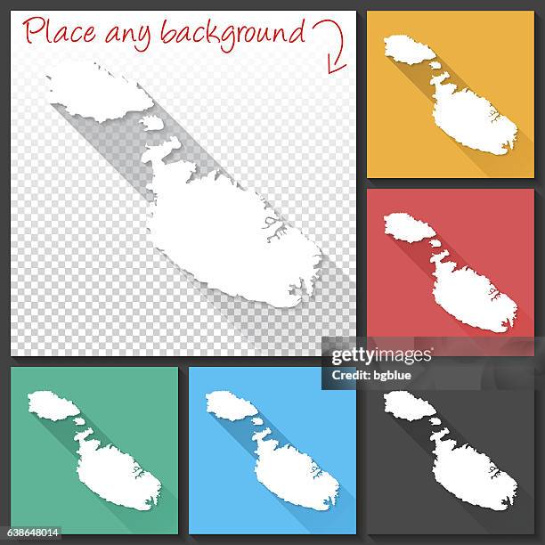 malta map for design, long shadow, flat design - malta stock illustrations