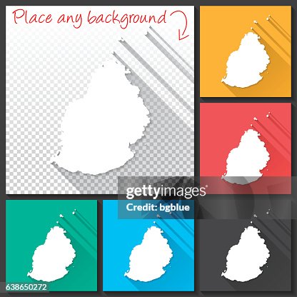Mauritius Map for design, Long Shadow, Flat Design Mauritius Map for design, Long Shadow, Flat Design
