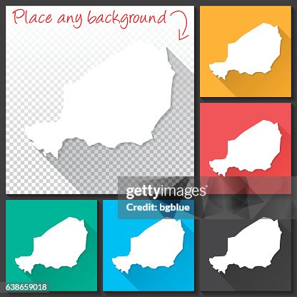 Niger Map for design, Long Shadow, Flat Design Niger Map for design, Long Shadow, Flat Design