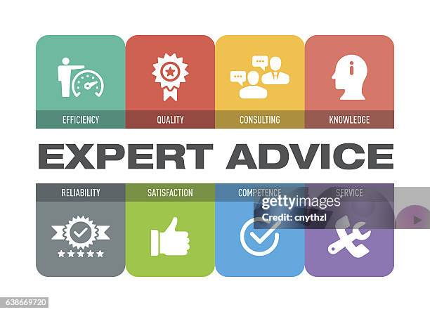 expert advice icon set - performance coaching stock illustrations