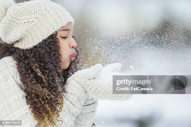 playing with snow outside - tumvante bildbanksfoton och bilder