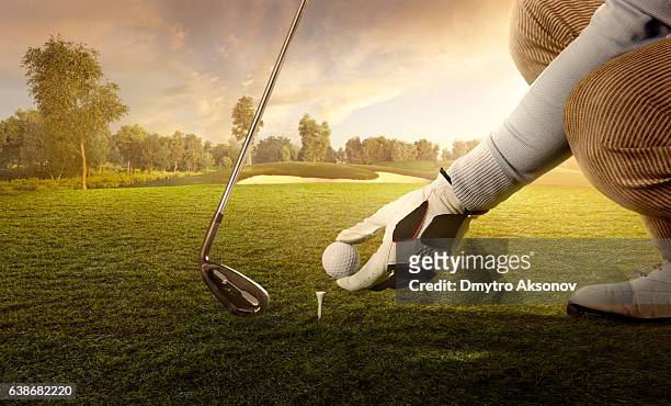 golf: preparing for strike - golf tee stock pictures, royalty-free photos & images