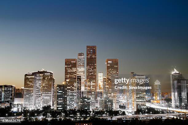 night view of beijing cbd - anáfase imagens e fotografias de stock