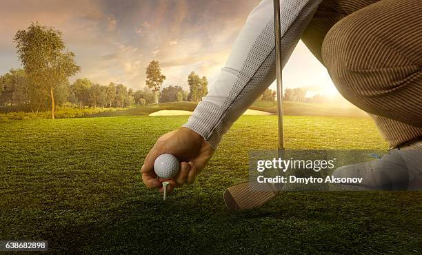 golf: preparing for strike - positioning stock pictures, royalty-free photos & images