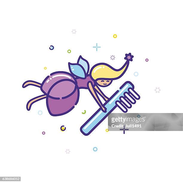 the tooth fairy holds toothbrush. - tooth fairy stock illustrations